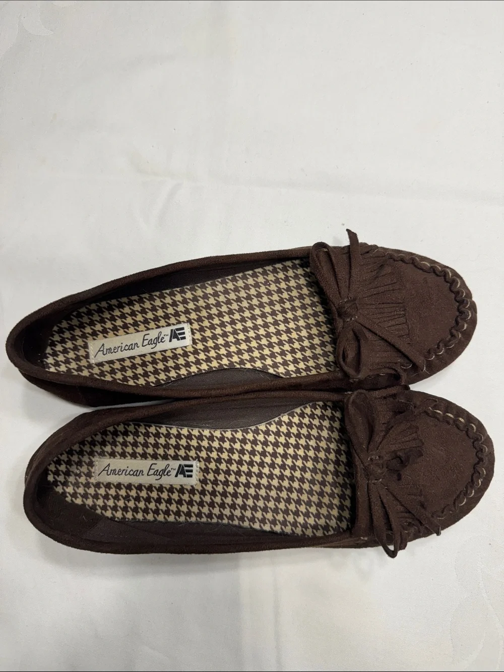 American Eagle dark brown suede moccasin loafer. Size 8.5